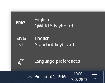 switch keyboard layout from qwertz to qwerty windows 10