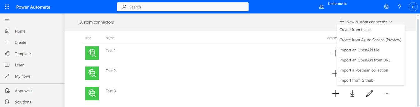 microsoft power automate how to add new custom connector