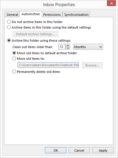 outlook autoarchive move old emails from inbox to archive folder automatically