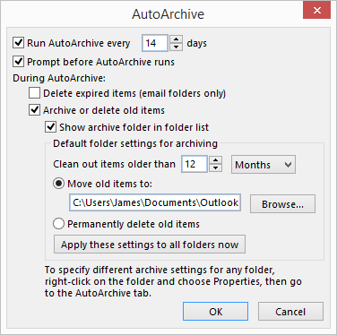 outlook disable moving of old emails from inbox to archive automatically