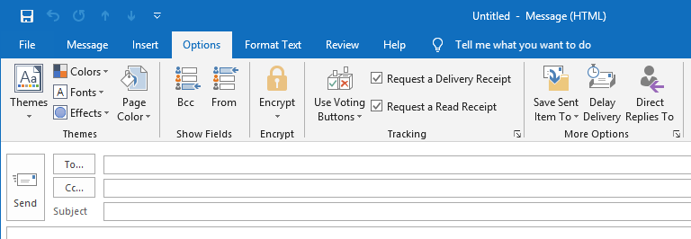 outlook send email request a delivery receipt request a read receipt