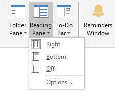 outlook preview reading pane customize change position from bottom to right