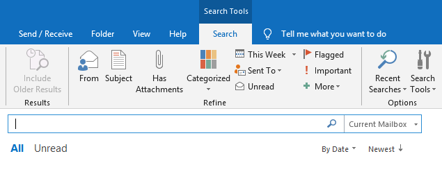 outlook search results emails from sender name email address