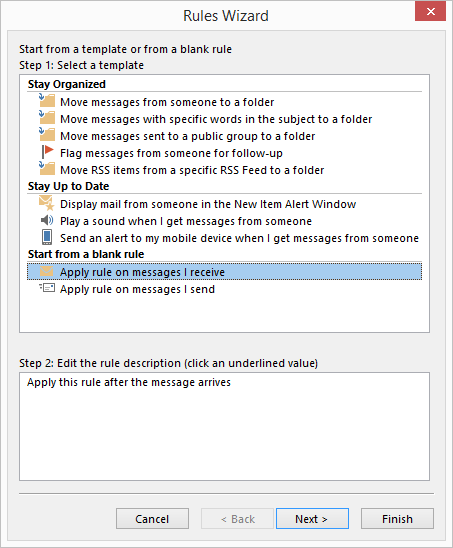 outlook forward received emails to another email account set rule