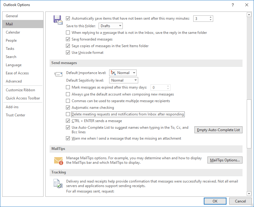 outlook keep do not delete invitation emails after accepting