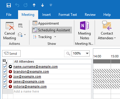 outlook who is invited to meeting attendees invitations