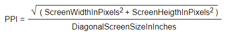 PPI pixels per inch how to calculate formula