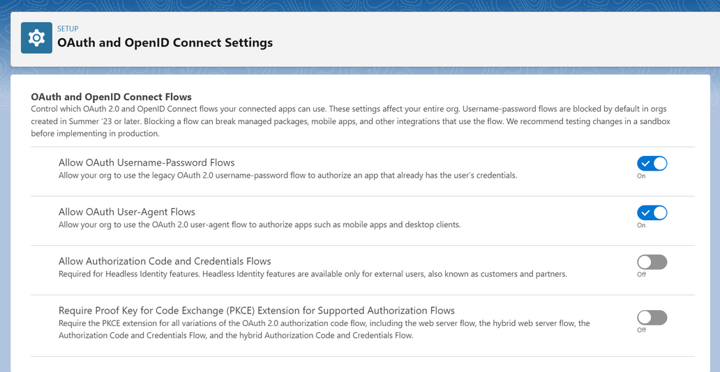 salesforce rest api oauth allow username password flows