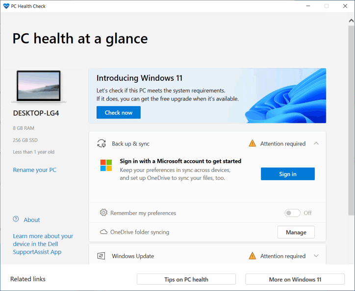 windows 10 pc health check computer compatibility to run windows 11
