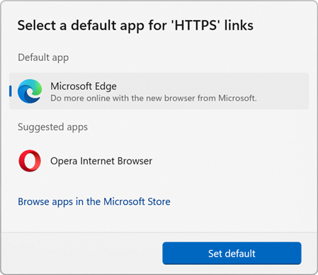 windows 11 select a default web browser to open links