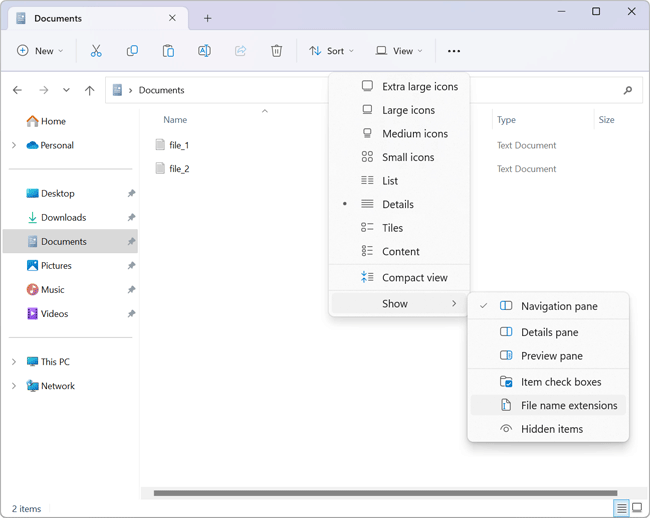 windows 11 change file name and extension in file explorer