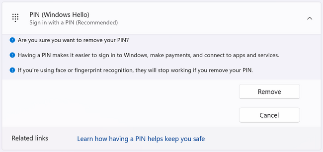 windows 11 sign in to account remove pin